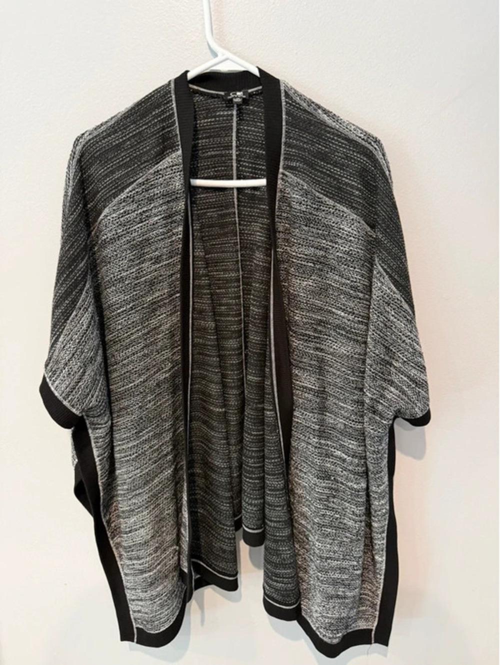 Cable & Gauge Black Gray Open Front Knit Cardigan L/XL